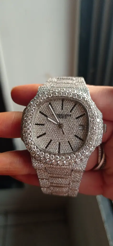 Patek Phillipe Full Iced out Full White Diamond Moissanite Automatic Watch