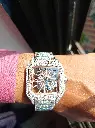 Cartier Skeleton Rose tone full iced out Automatic Moissanite watch
