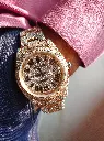 Rolex Fully Iced out Datejust Automatic Watch with customized 2 tone Roman dial and belt