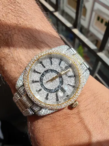 Rolex Buss down fully iced out Automatic Watch with customized dial and belt