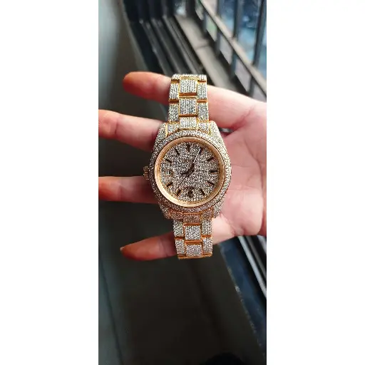 Rolex Fully Iced out Datejust Automatic Watch with customized 2 tone Normal dial
