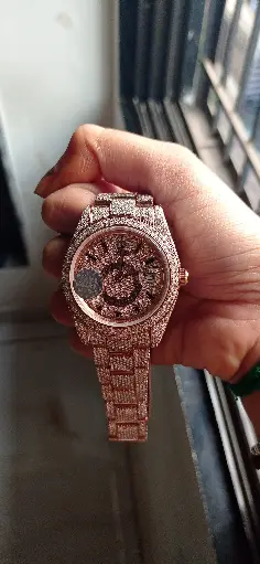 Rolex Buss down fully iced out in Rose gold tone Automatic Watch with customized dial