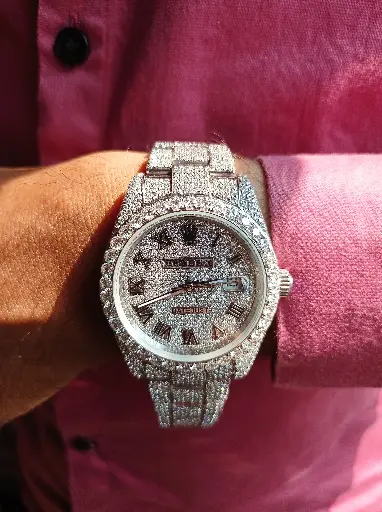Rolex Buss down white fully iced out Automatic Watch