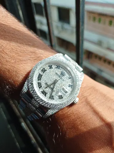 Rolex Bust Down Dial Fully Iced out Datejust Automatic Diamonds Watch